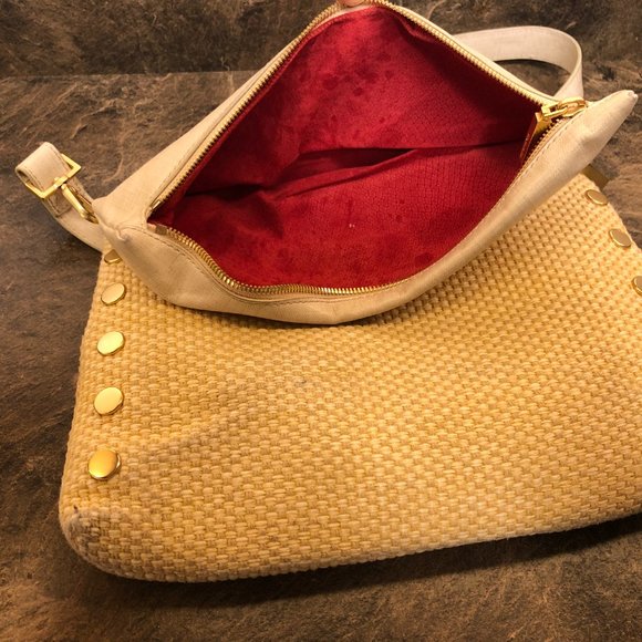 Hammitt VIP Med Ricotta Raffia Crossbody Clutch Convertible Purse - Picture 6 of 7